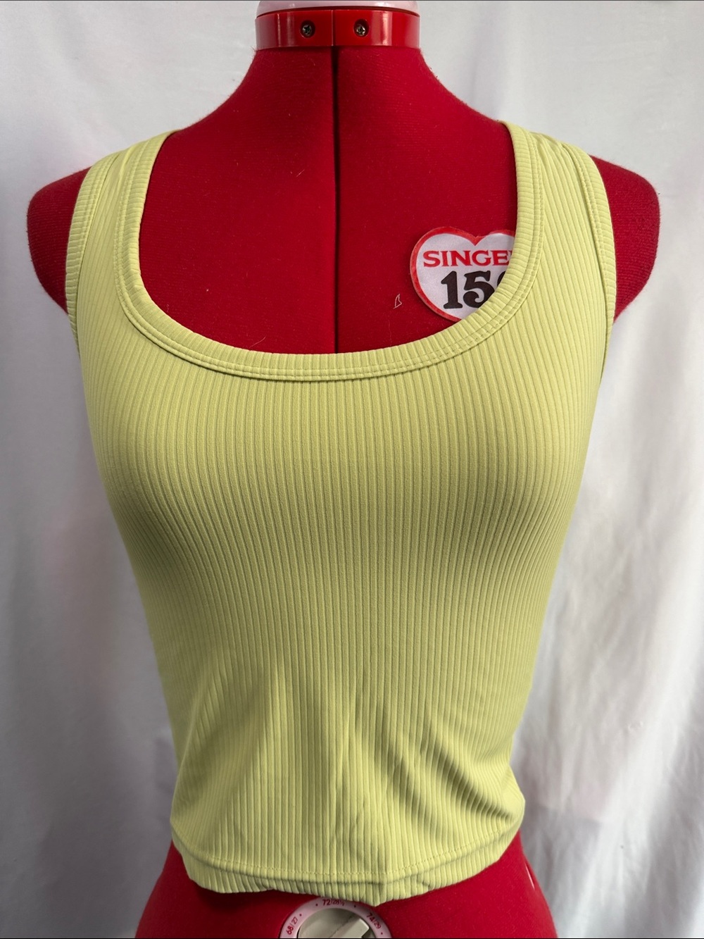 Ribbed Scoop Neck Tank Top in Pale Yellow